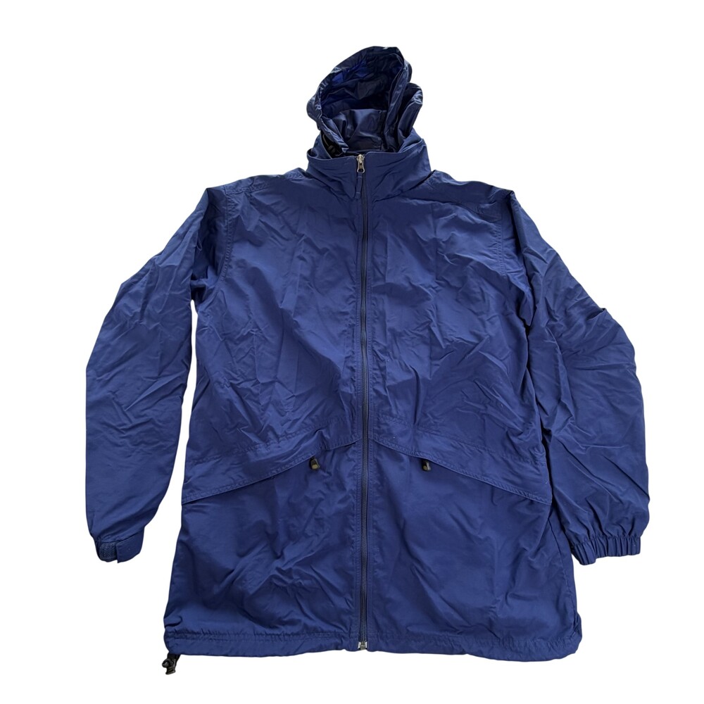 L.L.Bean Jacket Mens LT Blue Hooded Nylon Windbreaker Full Zip Outdoor Hiking